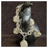 Silver Bracelet After Etruscan Revival Charm Faux