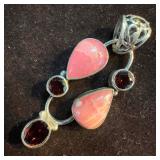 Red Garnet and Pink Rhodochrosite Sterling Silver