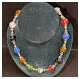 Vintage Italian Murano Colorful Art Glass Bead Nec