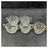 Fostoria Creamer and Sugar Dish Cup Set Five Glass
