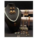 13pc Earth Tone Willow and Gems Costume Jewelry Co