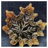 Amber Shimmer Crystal Leaf Paperweight in Box Glas