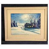 Winter Landscape with Cabinby J.L.K