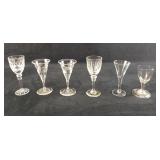 6 Assorted Crystal Glass Sippers Port Sherry Glass