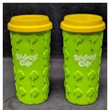 2 Rainforest Cafe Silicone Grip Palm Tree Coffee T