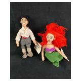 Set of (2) Disney Plush Bean Bag Dolls Ariel and E
