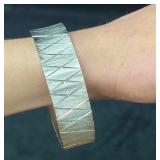 Signed Vintage Monet Silver Tone Bangle Bracelet