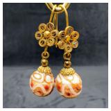 Murano Venetian Art Glass Lamp Work White Red Flor