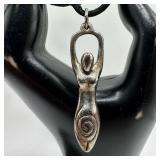 Spiral Goddess Woman Early Age Abstract Metal Pend