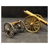 2pc Vintage Decorative Brass Military Canon Miniat