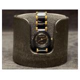 90s Vintage Daniel Mink Black and Gold Womens Watc