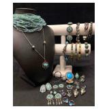 24pc Vintage Silver and Teal-Toned Indigo Earth Je