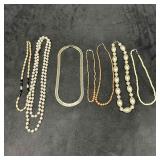 Lot of Seven Vintage Beaded Costume Necklaces Rhin