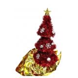 Red Christmas Tree Tinsel Mini Decor