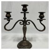 Three-Light Silverplate Metal Candelabra Table Can