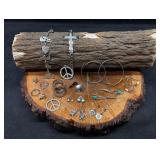 13pc Peace and Patina Silver Mixed Costume Jewelry
