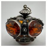 Etruscan Victorian Style Faceted Orange Glass Cabo