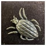 Silver Unmarked Beetle Insect Brooch Pin
