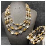 Vendome Clear Crystal Glass Bead Leaf Accent Gold