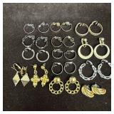 Lot of Vintage Hoop and Statement Earrings Gold an