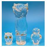3 Vintage Glass Owl Figurines Swarvoski Pilgrim