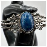 Silver Filigree Silverwork Brooch Lapis Lazuli Sto