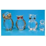 4 Vintage Glass Owl Figurines