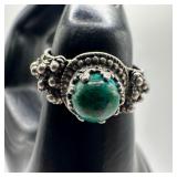 Malachite Ornate Israel Sterling Silver 925 Filigr