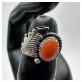 Spiny Oyster Shell Oval Cabochon Leaf Native Style