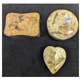 3 Vintage Soapstone Trinket Boxes