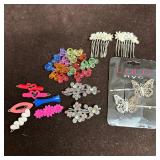 Hair Clips Lot Vintage Plastic Floral Disney Butte