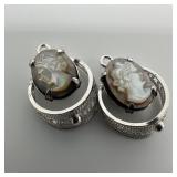 Silver Abalone Shell Carved Cameo Charms Jewelry