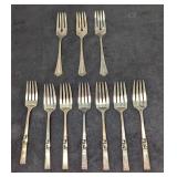 10 Vintage Silverplated Salad And Dinner Forks