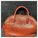 Talbots Woven Leather Satchel Handbag with Double