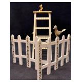 2pc Gold Heart Accented Miniature Garden Picket Fe