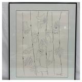 Untitled Surrealist Line Ink Drawing with Hands Fr
