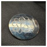 Sterling Silver Round Brooch/Pendant Monogrammed "