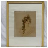 Antique Chromolithograph Portrait of a Young Woman