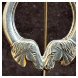 14K White Gold Silver Horse Head Hoop Equestrian E