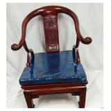 Vintage Chinese Carved Wood Horseshoe Back Chair