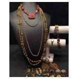 18pc Orange and Gold Carnelian Canyon Costume Jewe