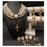 12pc Gold and Pearl Gilded Matriarchs Costume Jewe