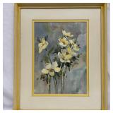 Framed Watercolor Floral Painting Signed Marka