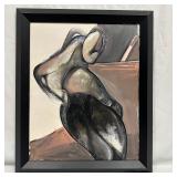 Framed Abstract Figurative Painting with Spanish I