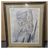 Framed Pablo PIcasso Portrait of Sylvette Lithogra