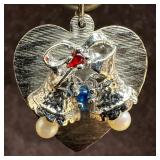 Bells Sterling Silver Pendant Q59 Red White and Bl