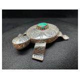 Carol Felley Sterling Turquoise Turtle Brooch