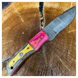 Curved Fixed Blade Knife MHS Cutlery Pink Gray P33
