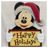 Happy Holidays Santa Mickey Mouse Wooden Lawn Sign
