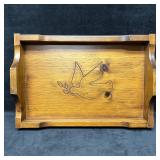 Wood Engraved Inlaid Dove with Olive Branch Wooden
